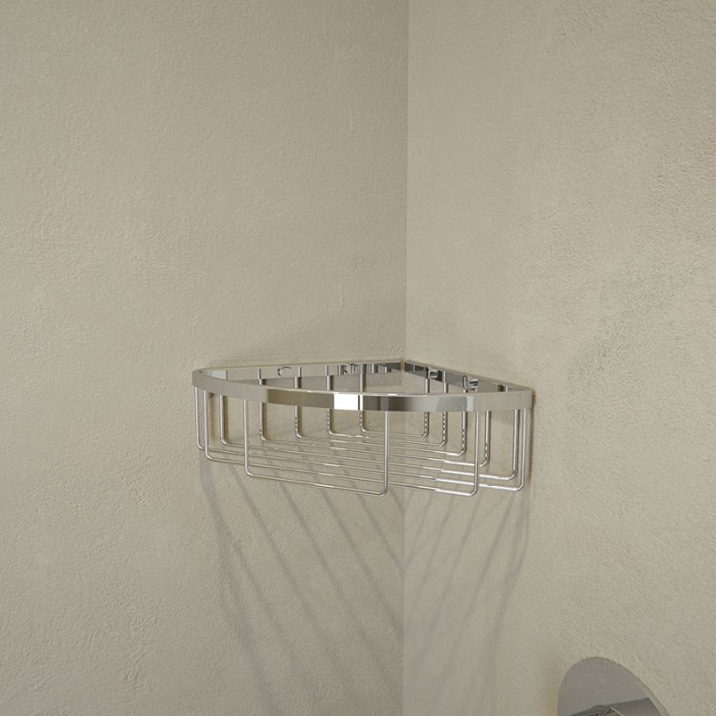 BOTTLE BASKET SHALLOW CORNER CHROME PLATED