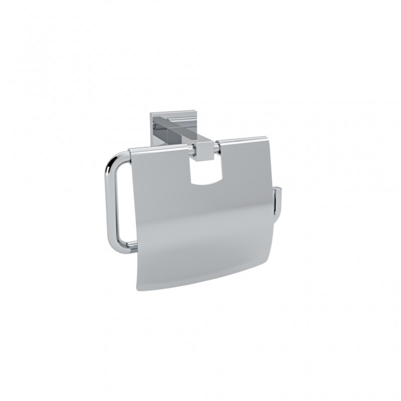CUBE - TOILET ROLL HOLDER WITH LID CHROMIUM