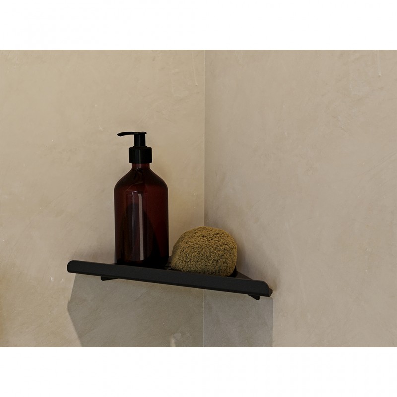 STRANTZA - CORNER SHELF WITH FACADE 2cm BLACK VERDI - STRANTZA