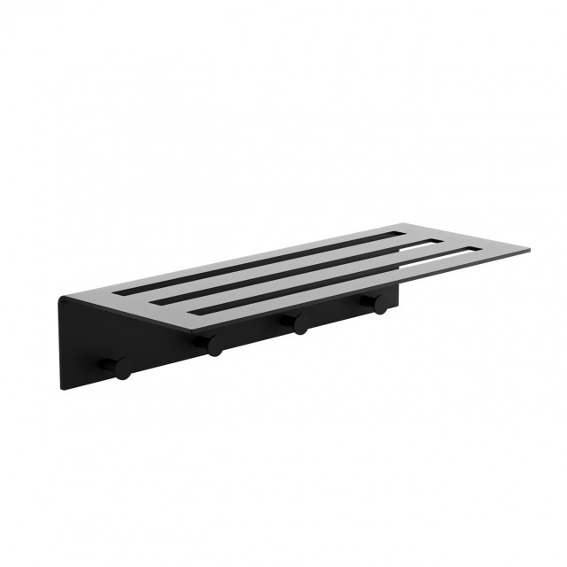 STRANTZA - TOWEL RACK WITH SMALL ROBE HOOKS BLACK