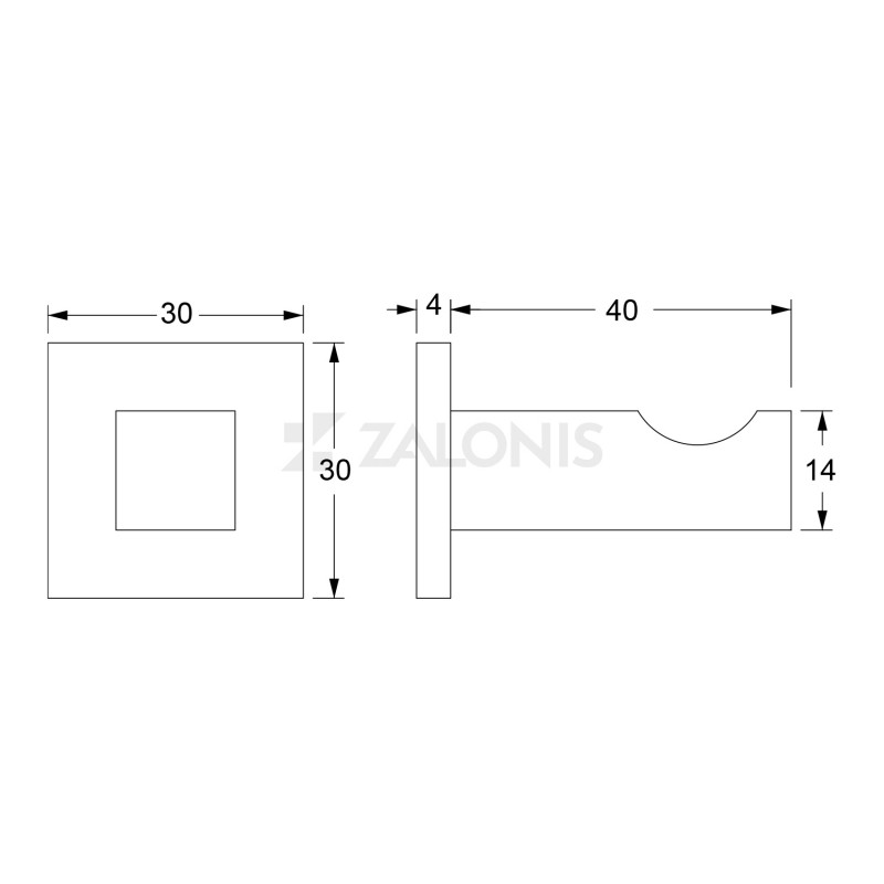 SQUARE SINGLE COAT HANGER M001 / MAT NICKEL BATHROOM ACCESSORIES