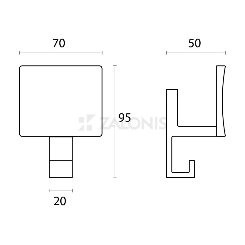 SQUARE COAT HANGER 1150 / MAT NICKEL WALL HANGERS