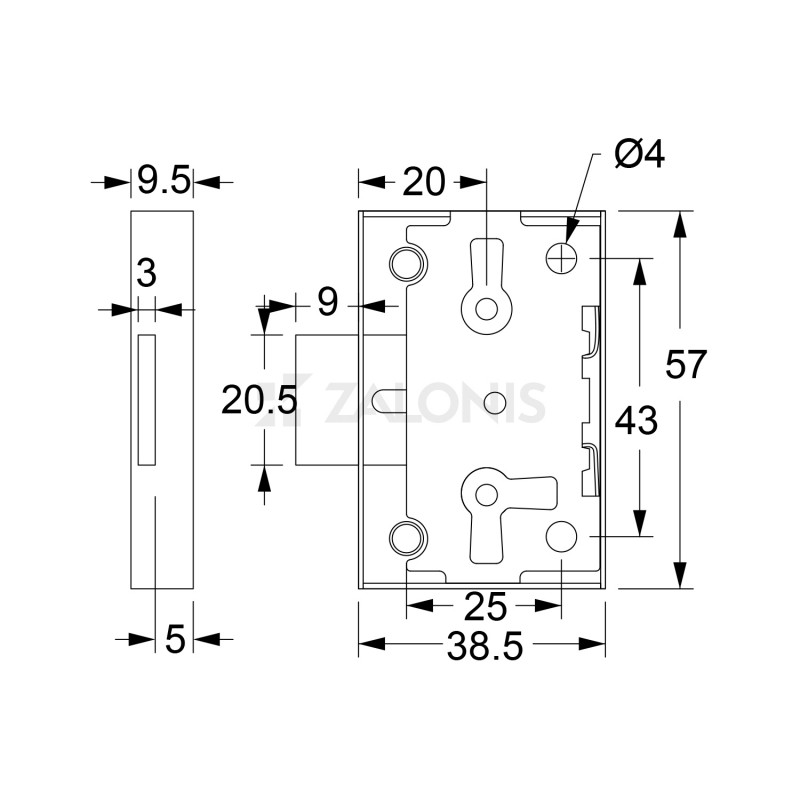 BOX FURNITURE LOCK 20mm / GOLD