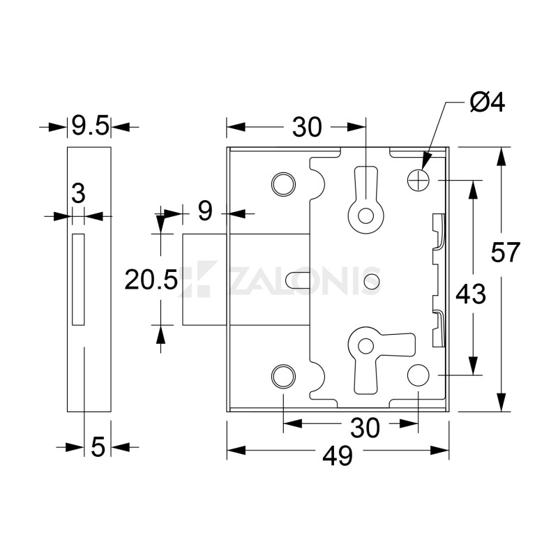 BOX FURNITURE LOCK 30mm / GOLD