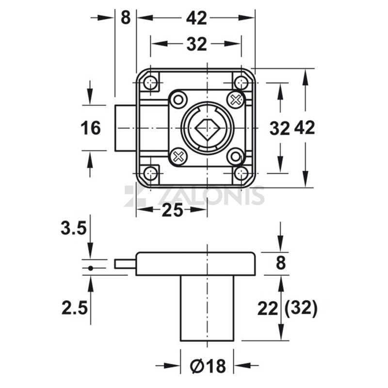 SECURITY BOX FURNIT. LOCK C.25 D.18x22 m.133 / RIGHT / BLACK