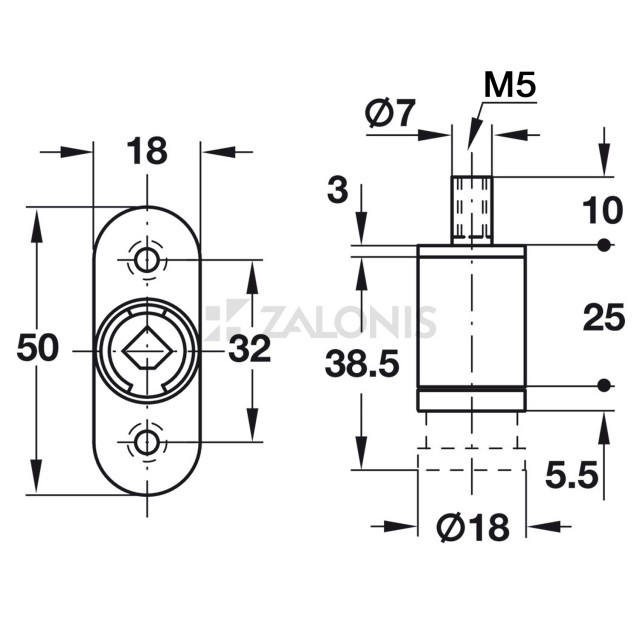 FURNITURE PUSH BUTTON LOCK D.18x25 m.133 / BLACK