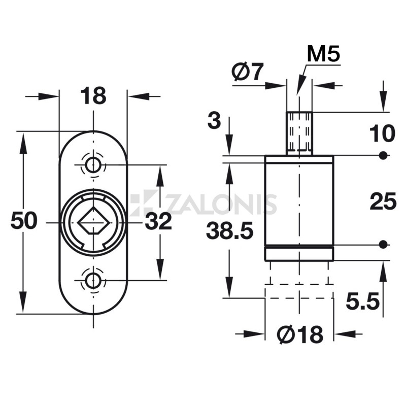 FURNITURE PUSH BUTTON LOCK D.18x25 m.133 / BLACK