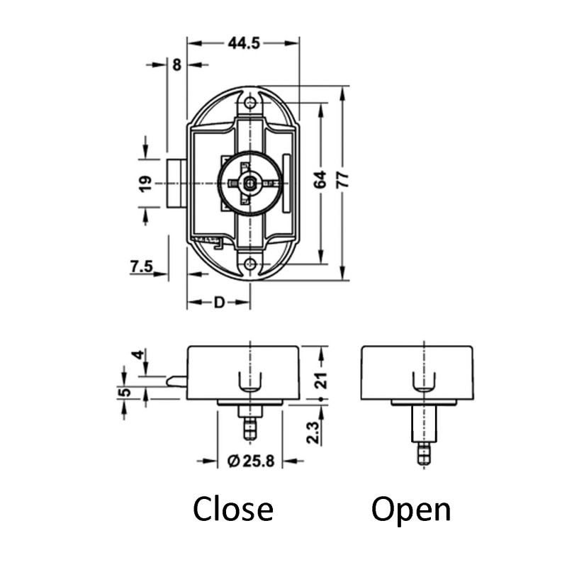 PUSH BUTTON CATCH LOCK 25mm / NIKEL MAT PUSH BUTTON LOCKS FOR BOAT