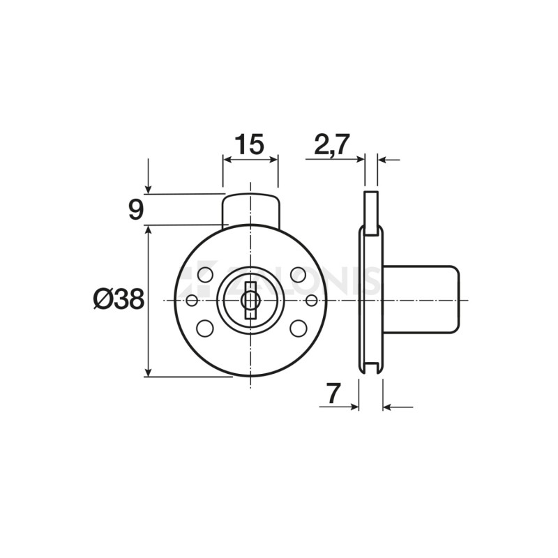 ROUND DRAWER LOCK D.38 / NICKEL SECURITY DRAWER LOCKS