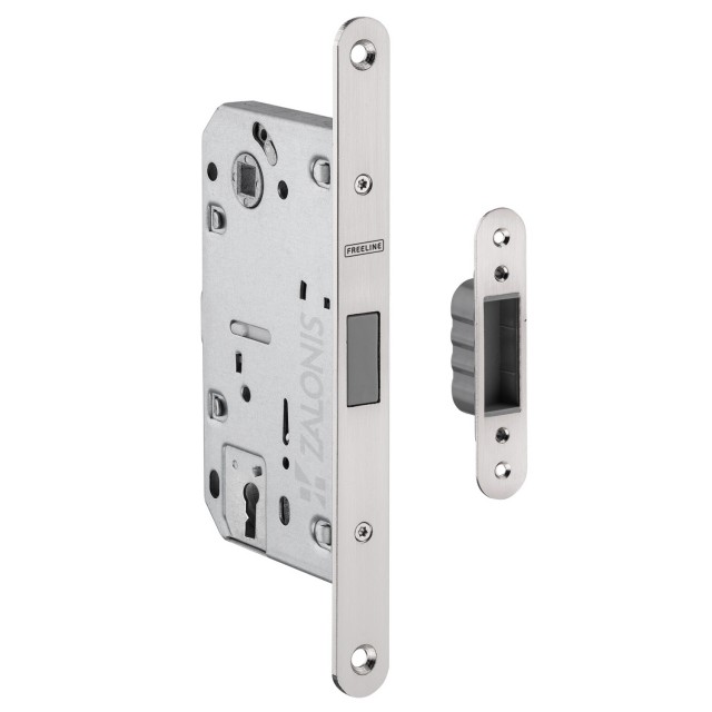MAGNETIC DOOR LOCK / 50x90 mm / OVAL PLATE / MAT INOX