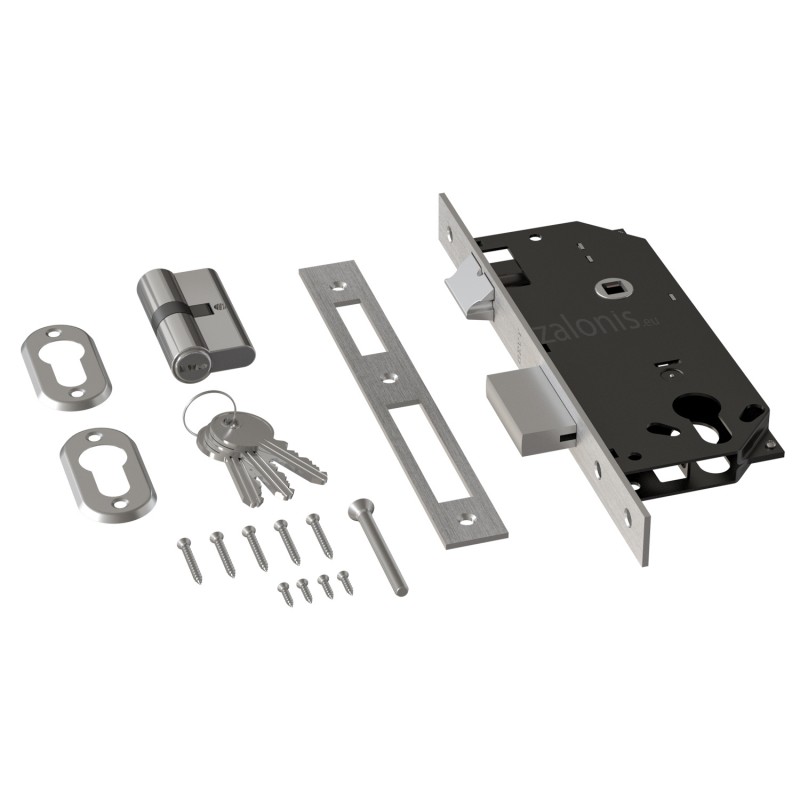 SECURITY MORTISE DOOR LOCK GEVY / SQ -  SQ / MAT NICKEL SECURITY MORTISE DOOR LOCKS