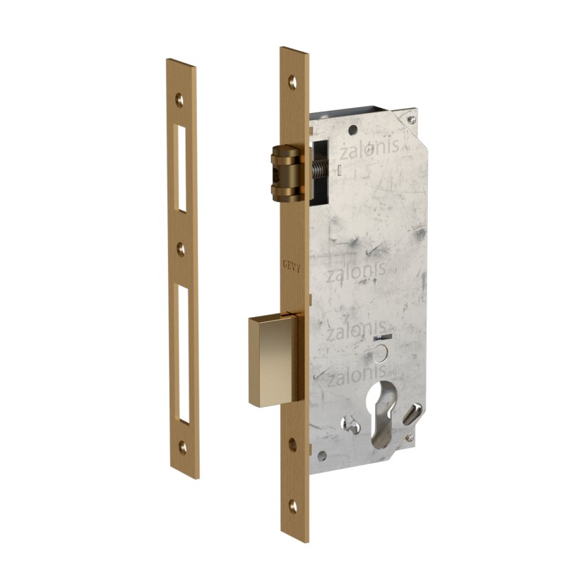 SECURITY MORTISE DOOR LOCK GEVY / ROLLER LATCH / SQ -  SQ / MAT GOLD SECURITY MORTISE DOOR LOCKS