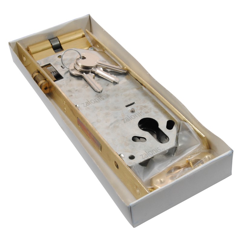 SECURITY MORTISE DOOR LOCK GEVY / ROLLER LATCH / SQ -  SQ / MAT GOLD SECURITY MORTISE DOOR LOCKS