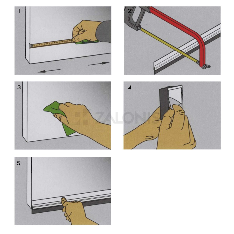 ADHESIVE EXTERNAL DOOR SWEEP PLASTIC PANEL WITH RUBBER 100 / WHITE