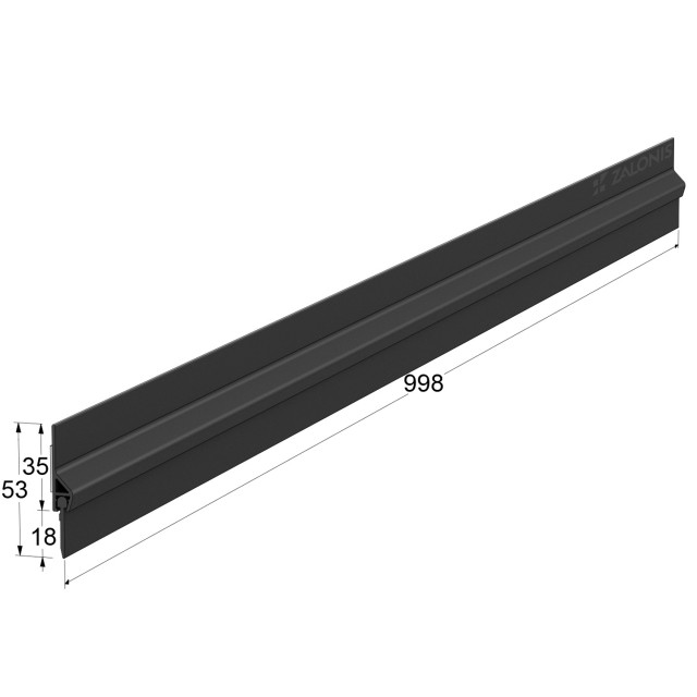 ADHESIVE EXTERNAL DOOR SWEEP PLASTIC PANEL WITH RUBBER 100 / BLACK