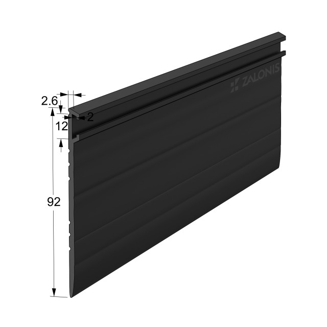 EXTERNAL DOOR SWEEP RUBBER PROFILE / 9 cm / BLACK