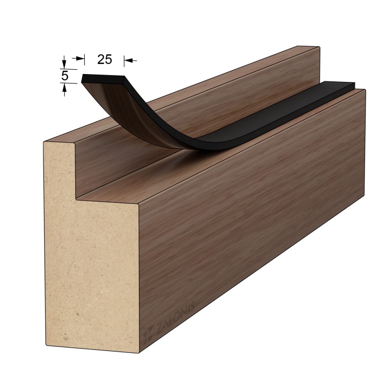 BLACK ADHESIVE DRAUGHT EXCLUDER 25x5 10m DRAUGHT EXCLUDERS - RUBBER SEALS