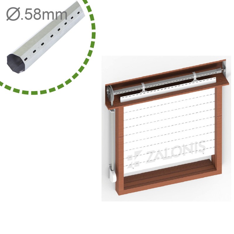 OCTAGONAL TUBE  FOR ROLLERS / D.58x0.4mm / 200cm WINDOW WOODEN ROLLING SHUTTER MECHANISM WITH STRAP 