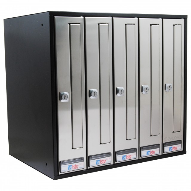 5 SLOTS LETTERBOX KIT m.001 / BLACK, MAT INOX