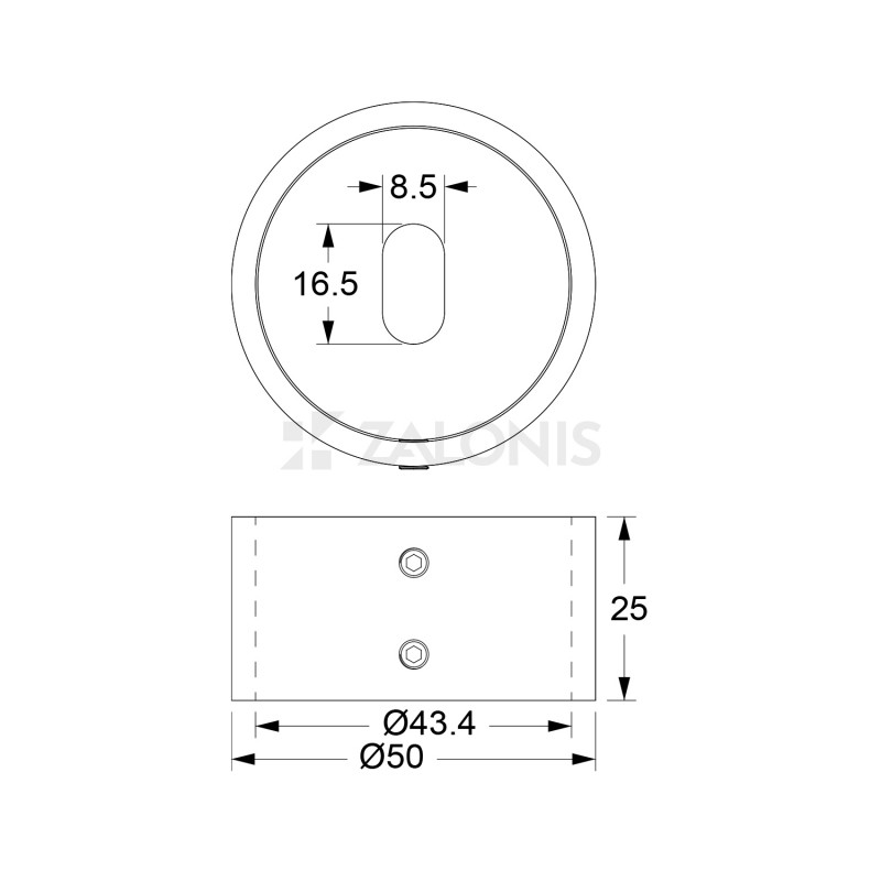 ΡΟΖΕΤΑ ΤΟΙΧΟΥ ΓΙΑ ΣΩΛΗΝΑ Φ.42.4 mm / ΚΡΥΦΟ / INOX 304