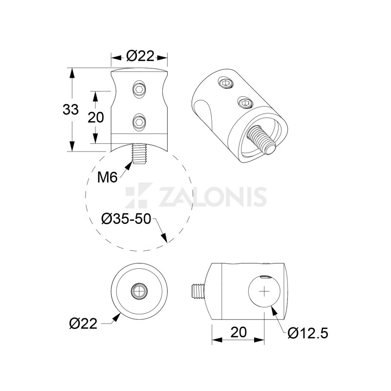 ΣΤΗΡΙΓΜΑ ΣΩΛΗΝΑ Φ.12 mm / INOX 304