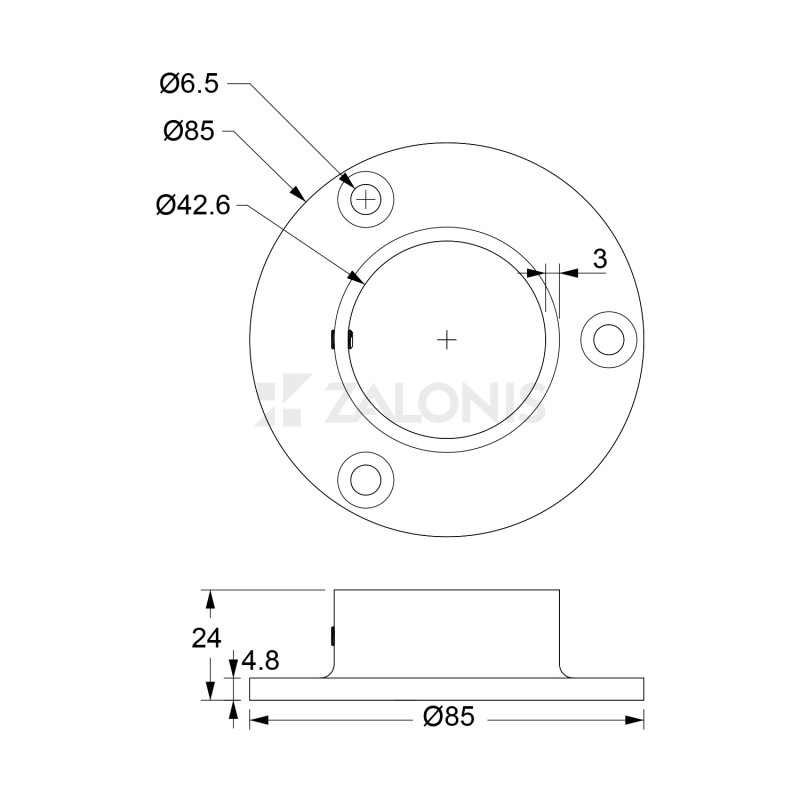 ΡΟΖΕΤΑ ΤΟΙΧΟΥ ΓΙΑ ΣΩΛΗΝΑ Φ.42.4 mm / INOX 316