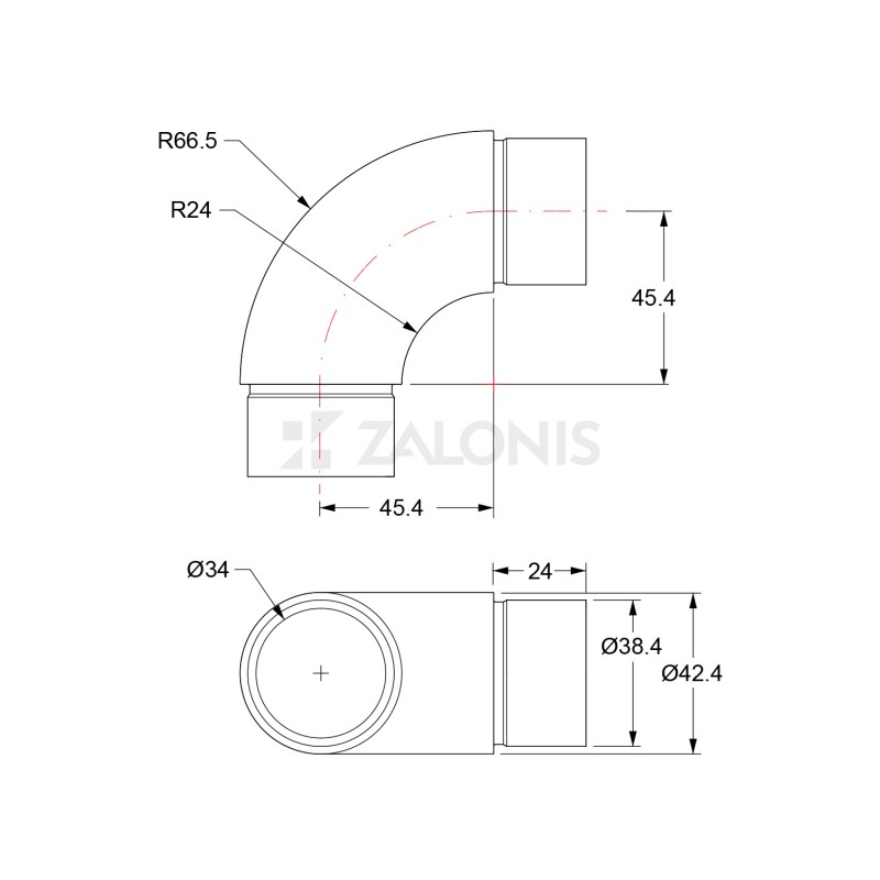 ΣΥΝΔΕΣΜΟΣ ΓΩΝΙΑ ΓΙΑ ΣΩΛΗΝΑ Φ.42.4x2 mm ΕΞΩΤΕΡΙΚΗ / INOX 304