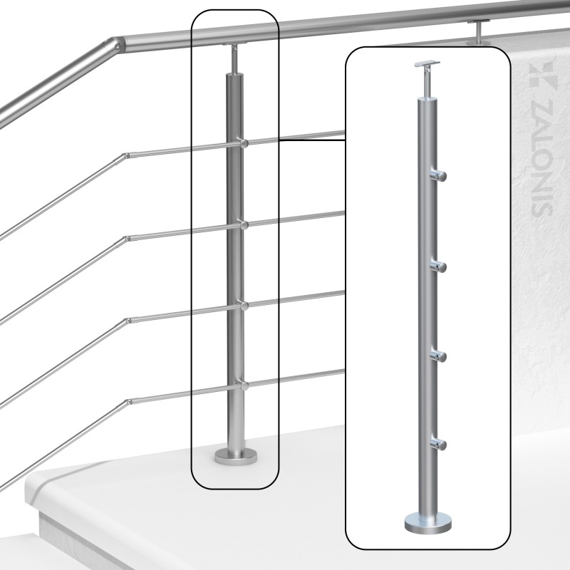 ΣΕΤ ΚΟΛΩΝΑ Φ.42.4x2mm ΜΕ ΒΑΣΗ / INOX 304