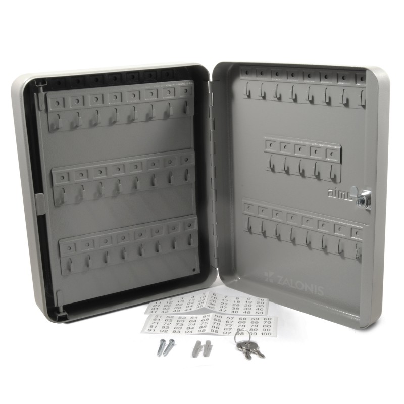 KEY STORAGE BOX / 93 KEYS / 30x24x8 / GRAY KEY CASES