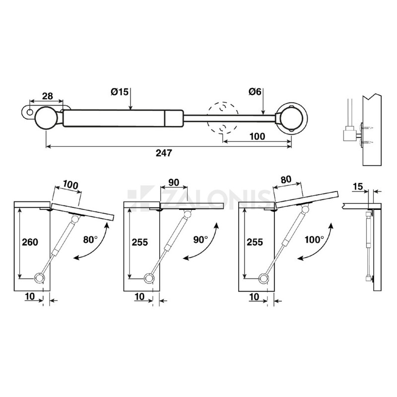 COMFERUT GAS PISTON / 247mm