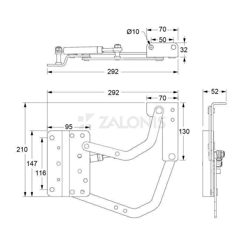 SOFA GAS PISTON HINGE LIFT MECHANISM / 10Kg