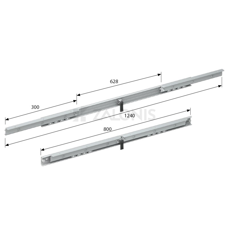 CENTRAL EXTENSION SLIDE WITH SYNCHRONIZED ACTION / 60 INSERT