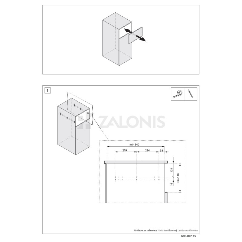 EXTENSION DRAWER-TABLE SLIDER 54 / TABLE 84 / 55kg TABLE, IRONING, FITTING