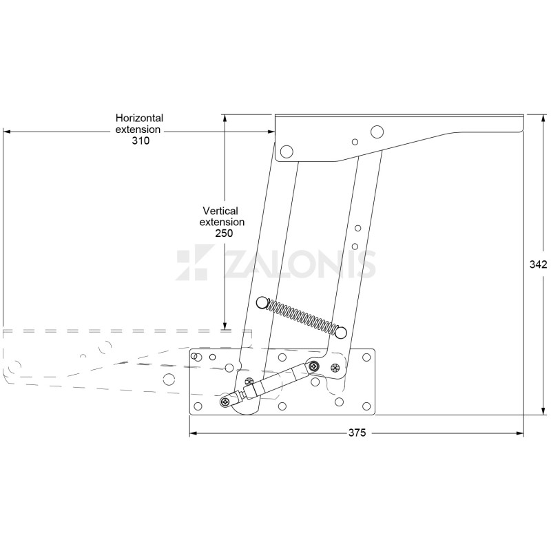 COFFEE TABLE DESK LIFT UP MECHANISM SOFT OPEN-CLOSE - H.250 / BLACK