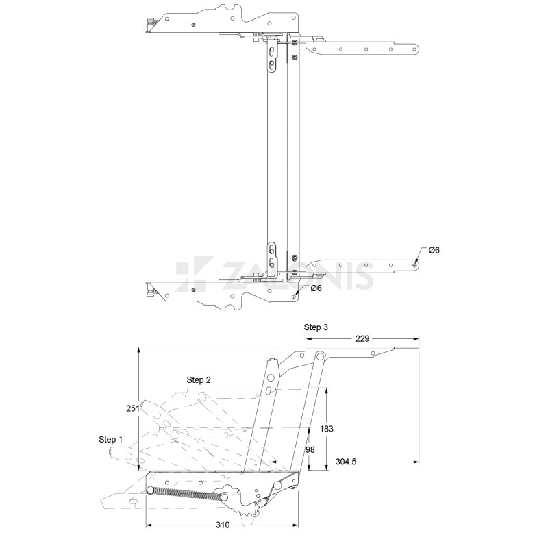 COFFEE TABLE DESK LIFT UP MECHANISM WITH 3 GEARS / BLACK SWING-UP TABLE TOP FITTINGS