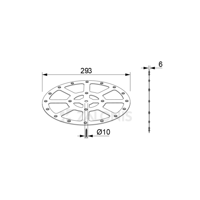 ROTATING PLASTIC PLATE WITH BEARING / D.300 / 100Kg