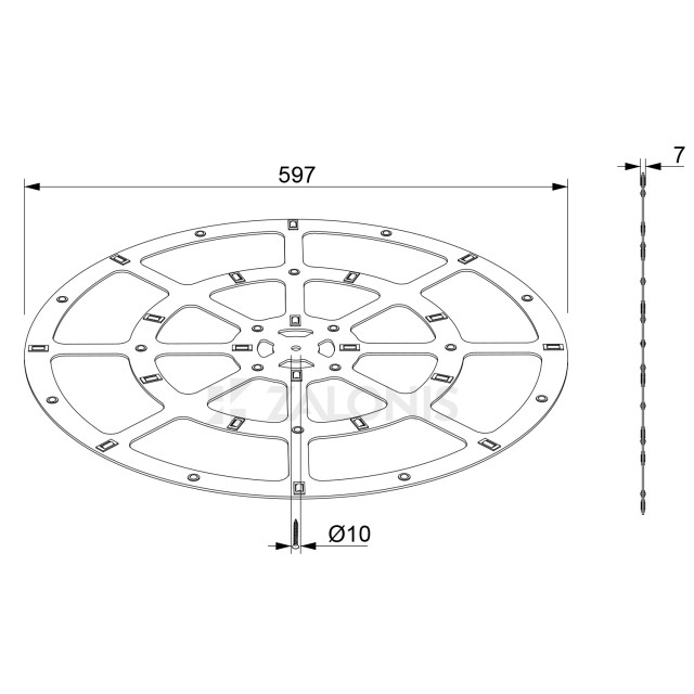 ROTATING PLASTIC PLATE WITH BEARING / D.600 / 200Kg