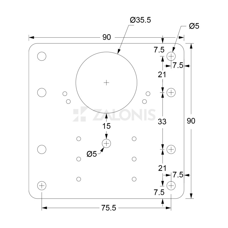 HINGE REPAIR PLATE D.35 / INOX 430