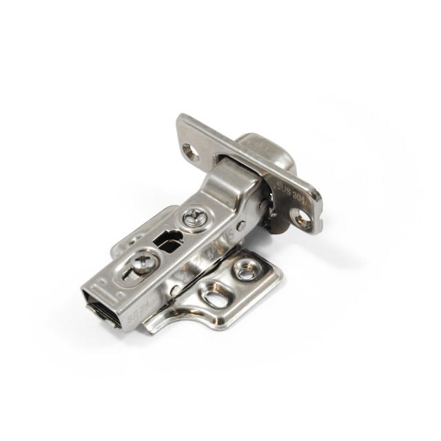 D.35 EMKW CABINET HINGE INOX 304 / SOFT CLOSE / HALF OVERLAY / 2D