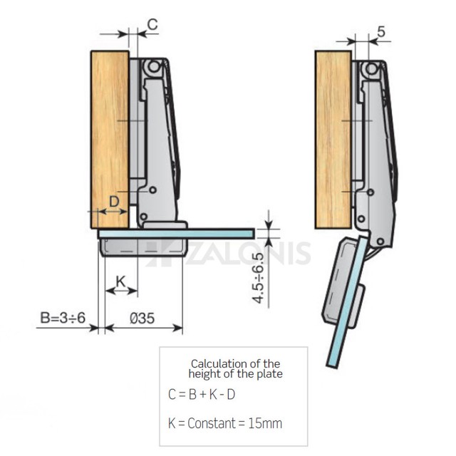 GLASS HINGE D.35 FULL OVERLAY / GOLD