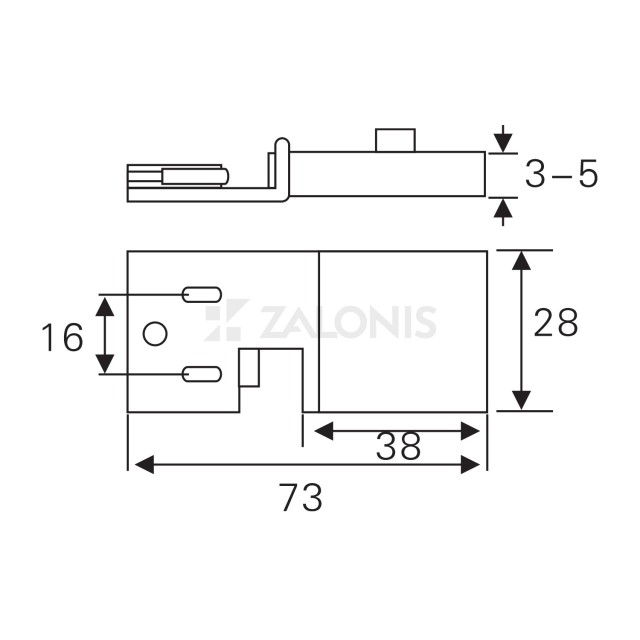 GLASS DOOR HINGE EMKW / CHROME / PAIR