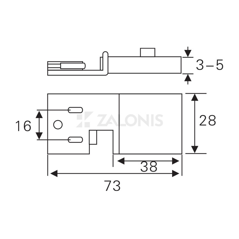 GLASS DOOR HINGE EMKW / CHROME / PAIR