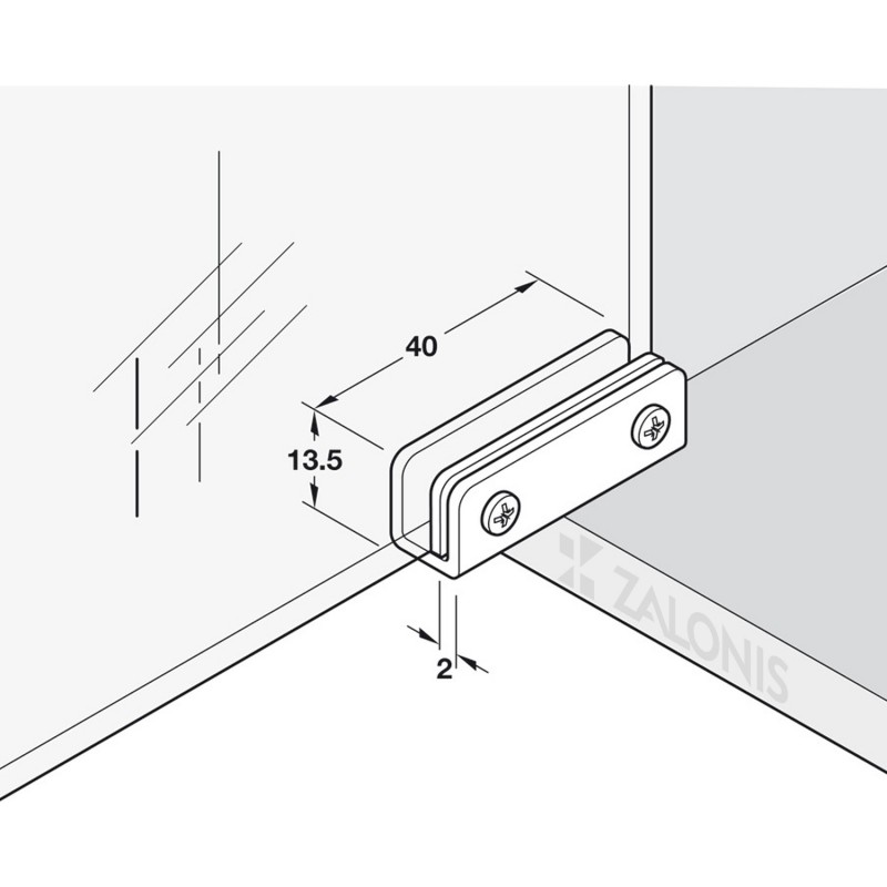 GLASS PIVOT HINGE 40mm / CHROME