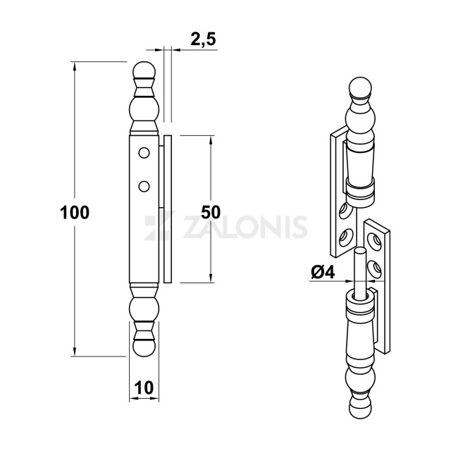 CUPBOARD DOOR HINGE 100-50 / MAT BLACK