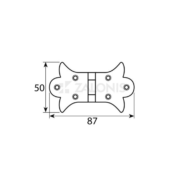DECORATIVE FLAT HINGE 87x50 / BLACK