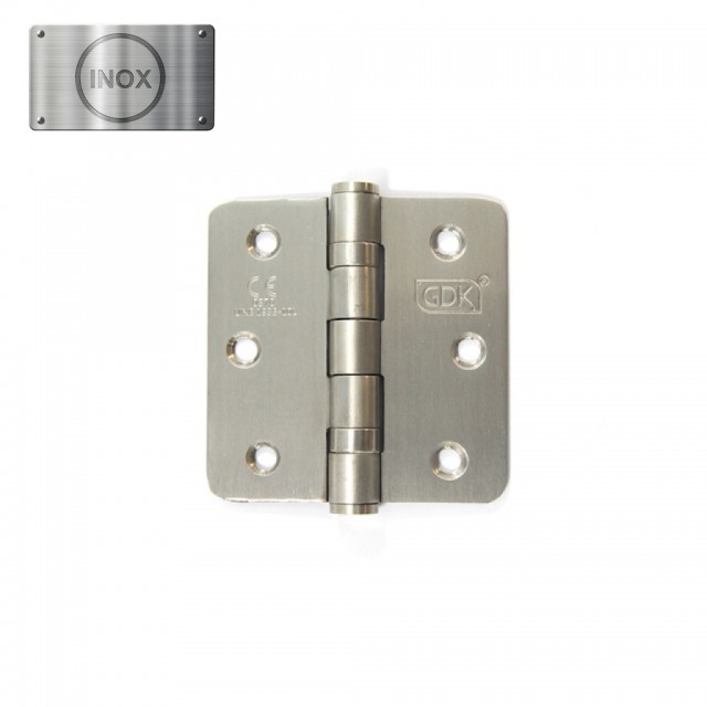 FLAT HINGE 75x75 mm / ROUNDED EDGES / INOX