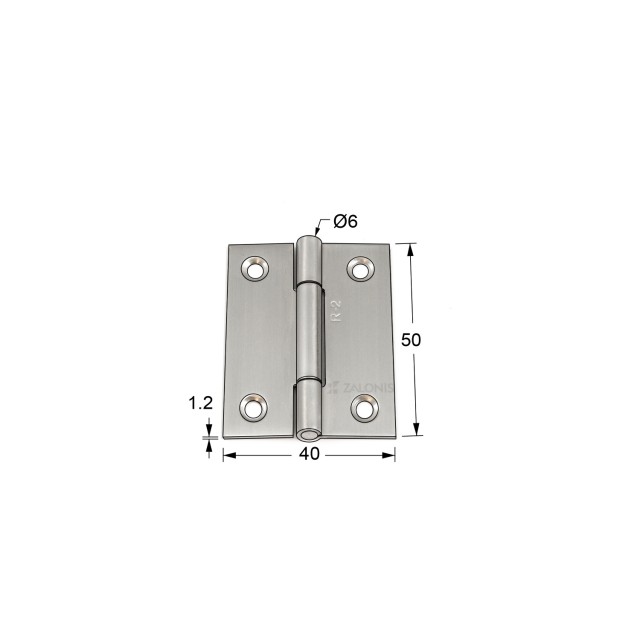 FLAT HINGE / INOX 201 / 50x40x1.2 mm