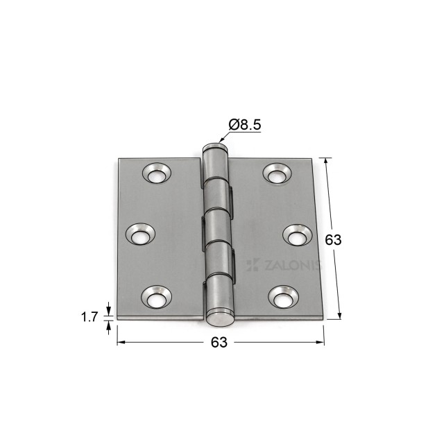 REINFORCED FLAT HINGE / INOX 201 / 63x63x1.7 mm