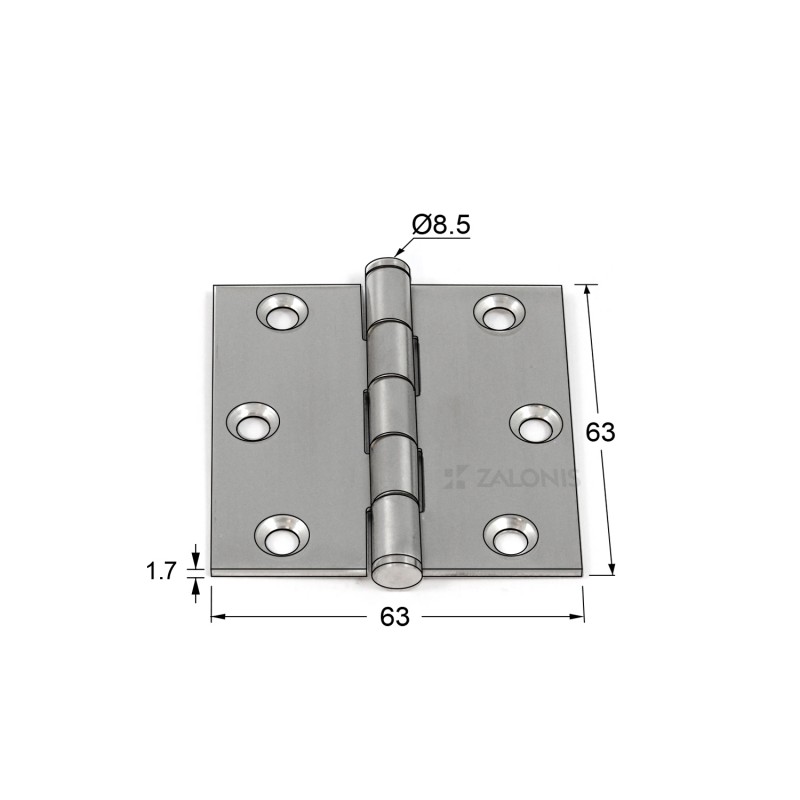 REINFORCED FLAT HINGE / INOX 201 / 63x63x1.7 mm