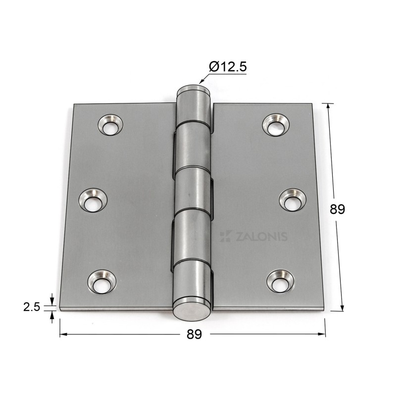 REINFORCED FLAT HINGE / INOX 201 / 89x89x2.5 mm